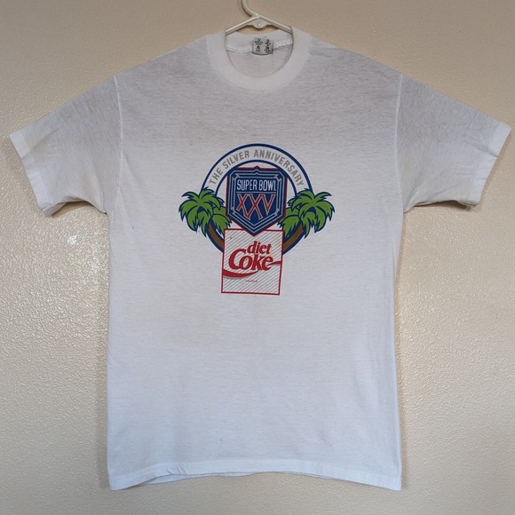 Vintage 1991 Super Bowl XXV Silver Anniversary XL T-Shirt Bills Giants Diet Coke - Picture 2 of 8